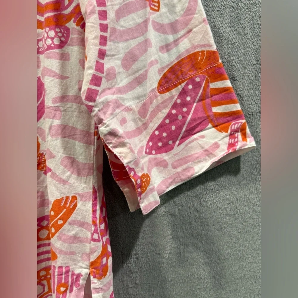 Gretchen Scott Turtle Time Tunic 100% Cotton Womens Size Medium Beach Resortwear